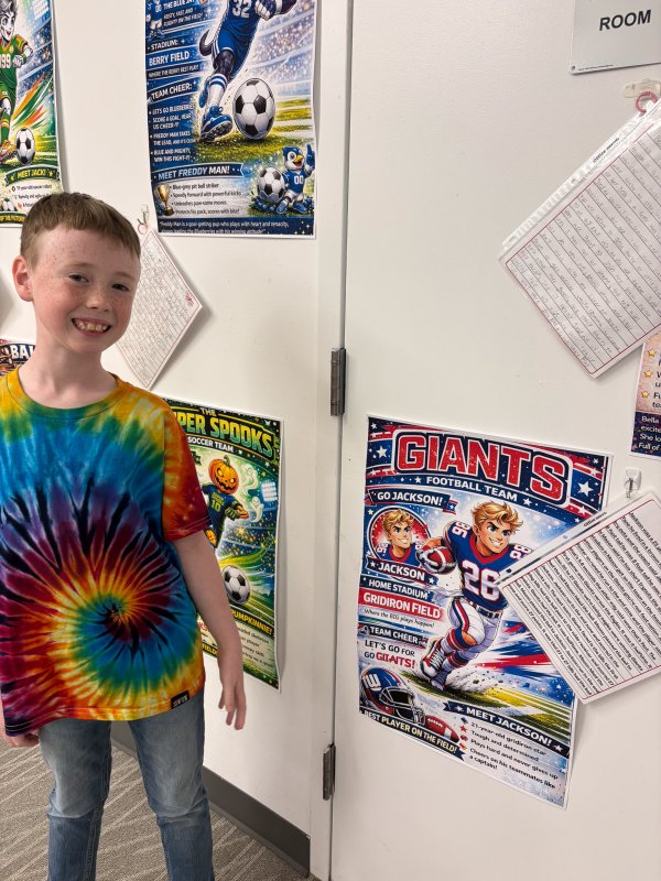 Football fan Quinn Macy’s project centered on an NFL Giants player.